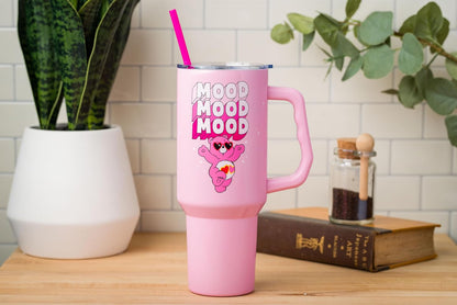 Betty Boop Core Cute Pose, Stainless Steel Tumbler, 40oz | Sitting, Hearts and Dots, Straw Cover Cap, Handle, Lid, Double Walled, Fits in Cup Holder, 1.18 Liters - Colors A
