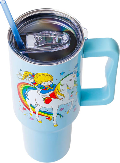 Betty Boop Core Cute Pose, Stainless Steel Tumbler, 40oz | Sitting, Hearts and Dots, Straw Cover Cap, Handle, Lid, Double Walled, Fits in Cup Holder, 1.18 Liters - Colors A