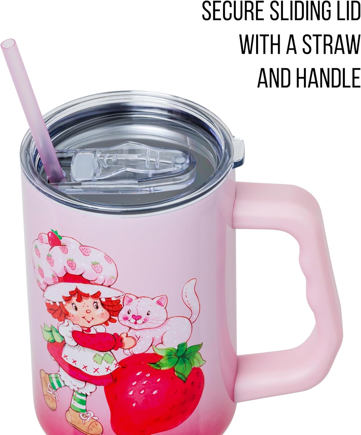 Betty Boop Core Cute Pose, Stainless Steel Tumbler, 40oz | Sitting, Hearts and Dots, Straw Cover Cap, Handle, Lid, Double Walled, Fits in Cup Holder, 1.18 Liters - Colors A