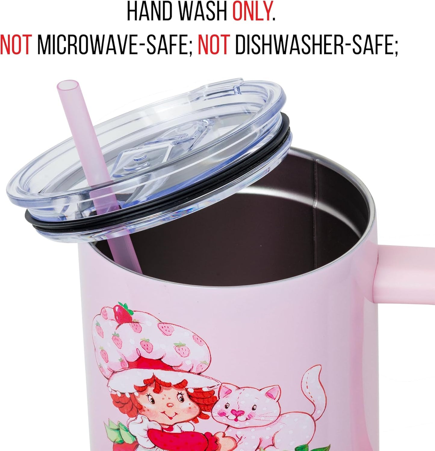 Betty Boop Core Cute Pose, Stainless Steel Tumbler, 40oz | Sitting, Hearts and Dots, Straw Cover Cap, Handle, Lid, Double Walled, Fits in Cup Holder, 1.18 Liters - Colors A