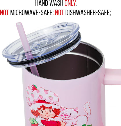 Betty Boop Core Cute Pose, Stainless Steel Tumbler, 40oz | Sitting, Hearts and Dots, Straw Cover Cap, Handle, Lid, Double Walled, Fits in Cup Holder, 1.18 Liters - Colors A