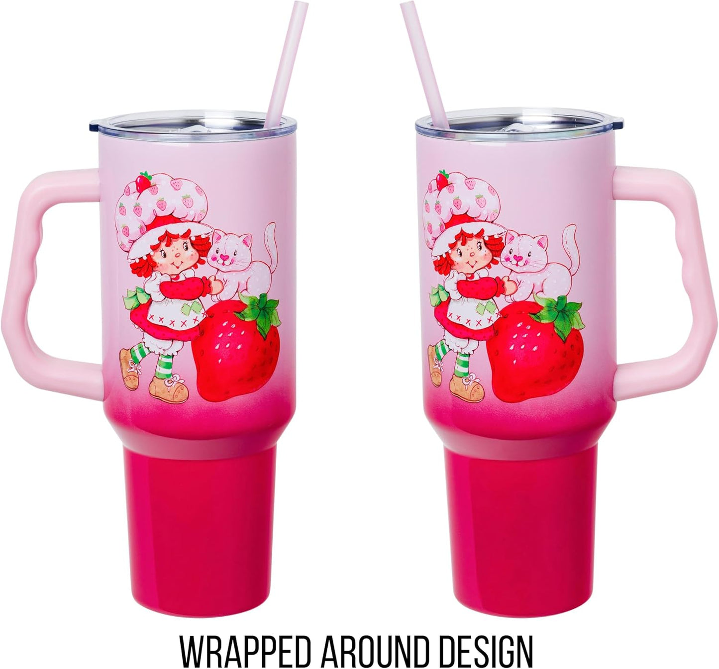 Betty Boop Core Cute Pose, Stainless Steel Tumbler, 40oz | Sitting, Hearts and Dots, Straw Cover Cap, Handle, Lid, Double Walled, Fits in Cup Holder, 1.18 Liters - Colors A