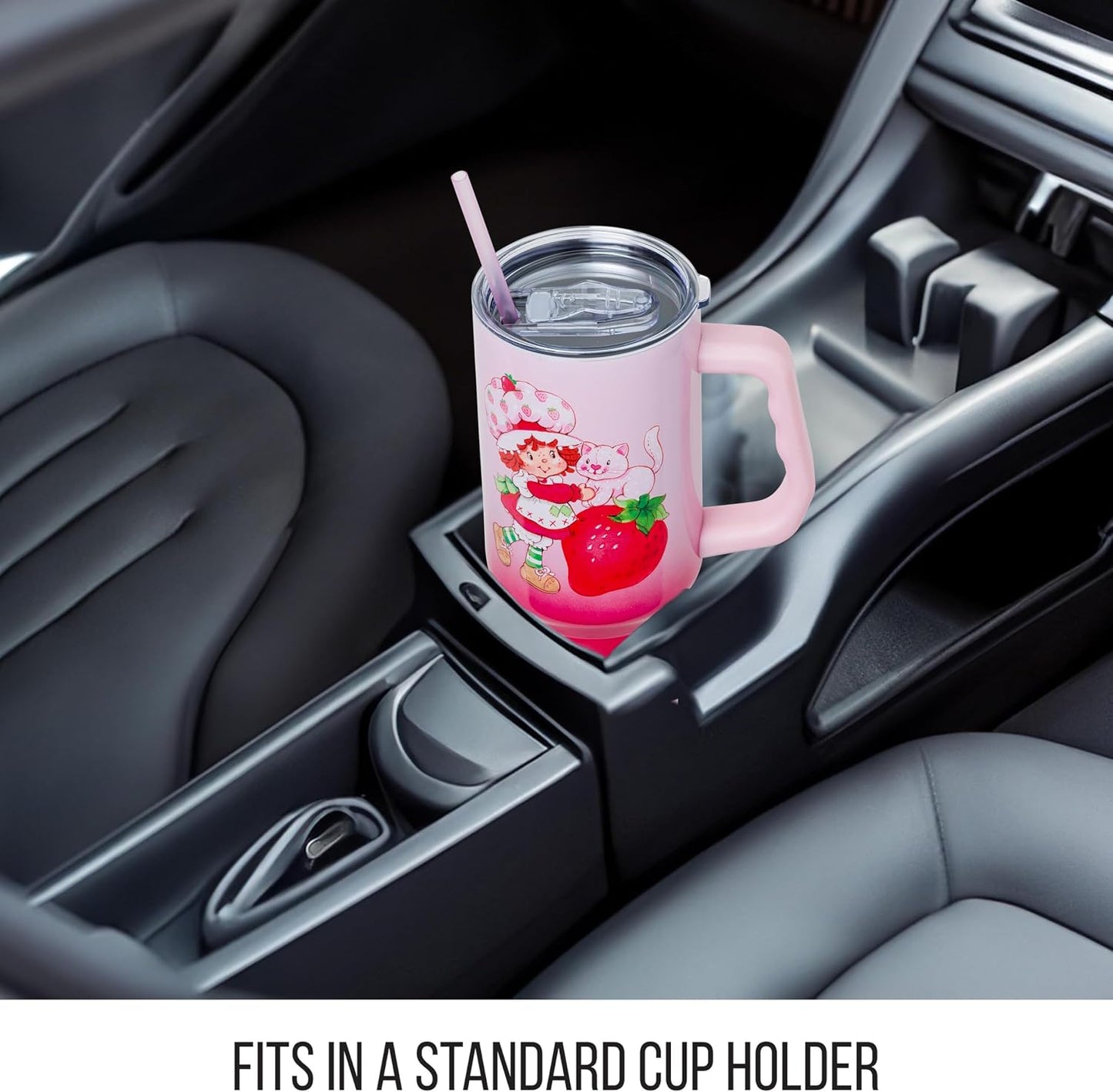 Betty Boop Core Cute Pose, Stainless Steel Tumbler, 40oz | Sitting, Hearts and Dots, Straw Cover Cap, Handle, Lid, Double Walled, Fits in Cup Holder, 1.18 Liters - Colors A