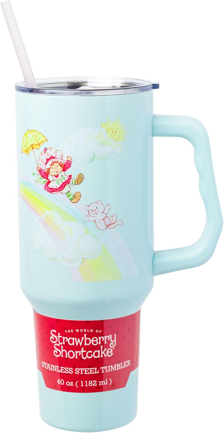 Betty Boop Core Cute Pose, Stainless Steel Tumbler, 40oz | Sitting, Hearts and Dots, Straw Cover Cap, Handle, Lid, Double Walled, Fits in Cup Holder, 1.18 Liters - Colors A