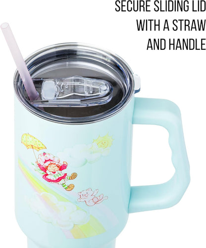 Betty Boop Core Cute Pose, Stainless Steel Tumbler, 40oz | Sitting, Hearts and Dots, Straw Cover Cap, Handle, Lid, Double Walled, Fits in Cup Holder, 1.18 Liters - Colors A