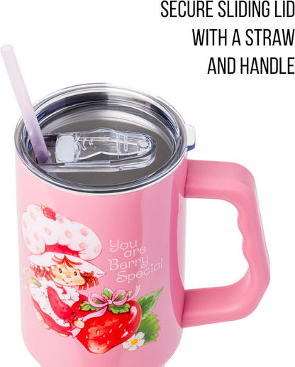 Betty Boop Core Cute Pose, Stainless Steel Tumbler, 40oz | Sitting, Hearts and Dots, Straw Cover Cap, Handle, Lid, Double Walled, Fits in Cup Holder, 1.18 Liters - Colors A