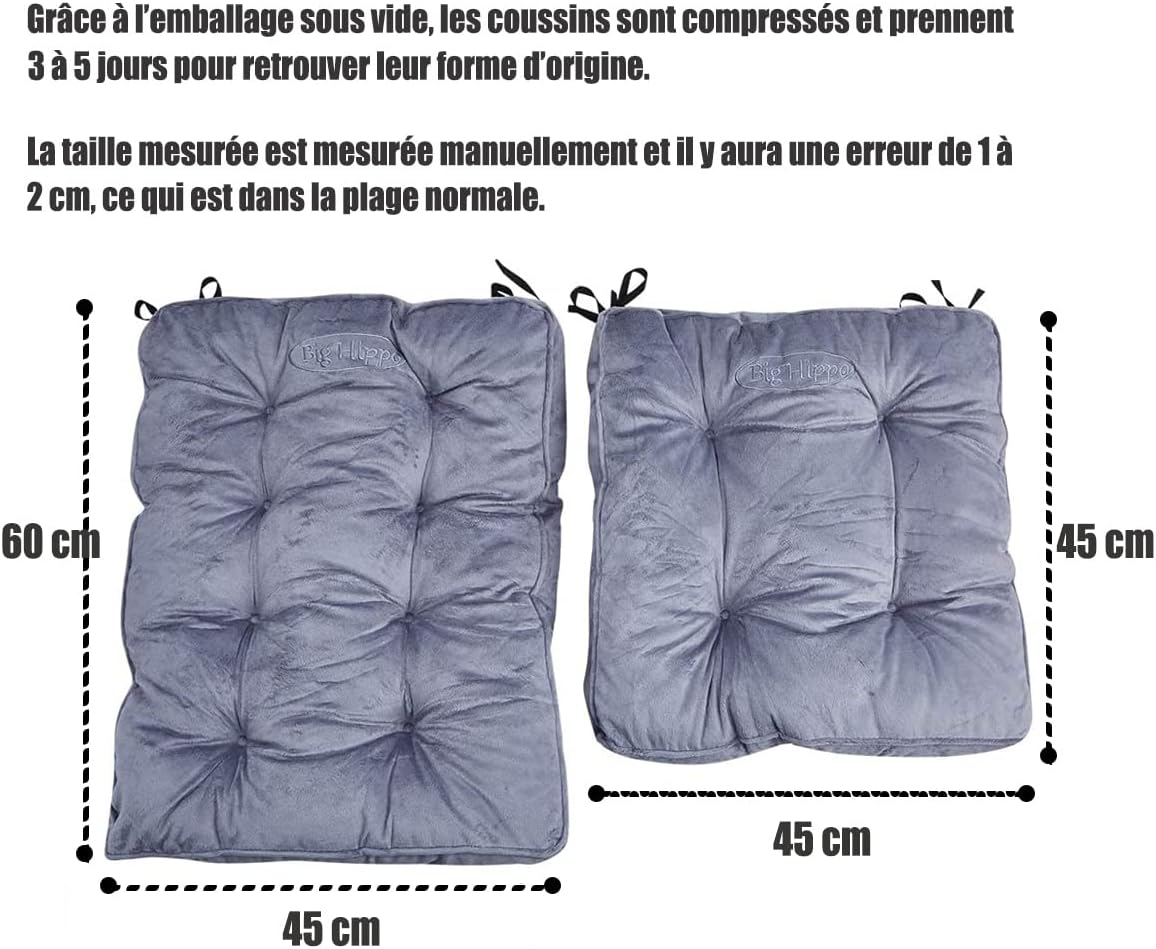 Rocking Chair Cushions Set with Ties, Tufted Thick Back and Seat Pads for Wooden Glider & Nursery, Velour Lumbar Support to Relieve Tailbone Pain for Indoor Office (Grey)