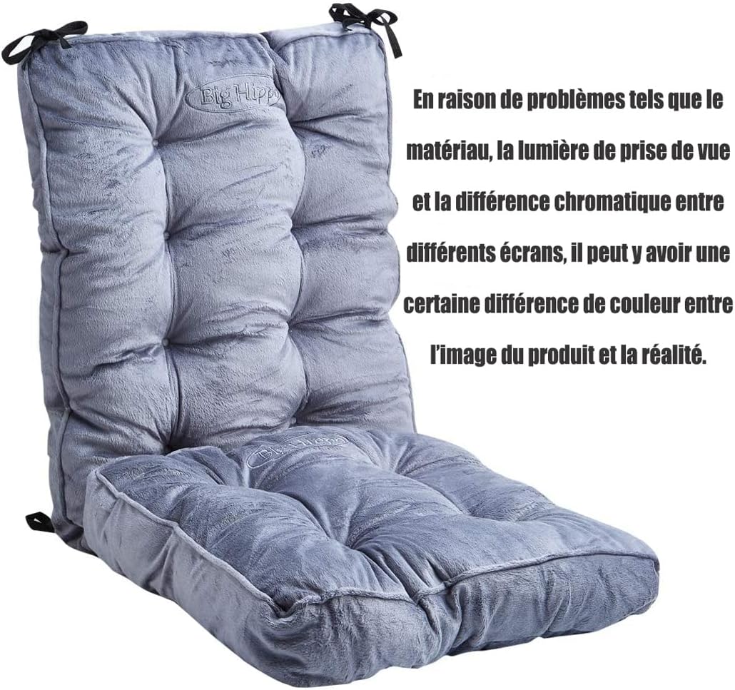 Rocking Chair Cushions Set with Ties, Tufted Thick Back and Seat Pads for Wooden Glider & Nursery, Velour Lumbar Support to Relieve Tailbone Pain for Indoor Office (Grey)