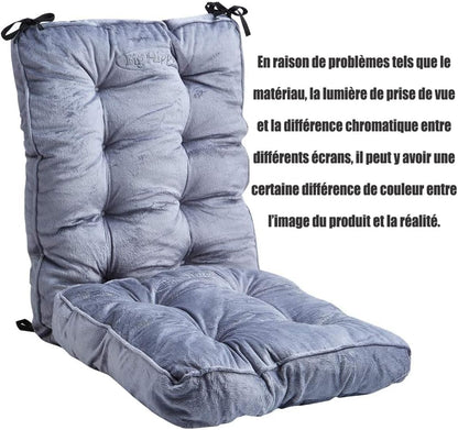 Rocking Chair Cushions Set with Ties, Tufted Thick Back and Seat Pads for Wooden Glider & Nursery, Velour Lumbar Support to Relieve Tailbone Pain for Indoor Office (Grey)