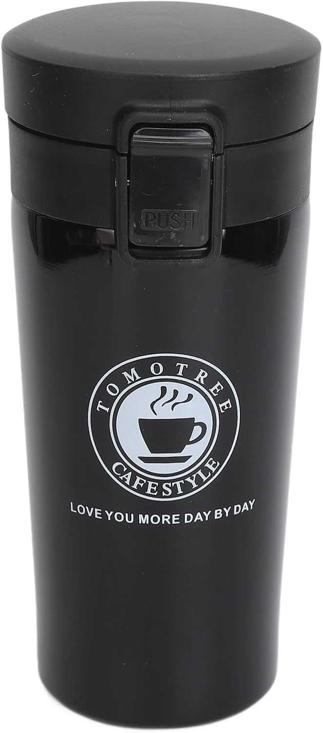 Insulated Coffee Cup Stainless Steel Travel Mug with Flip Lid Leakproof for Hot Drinks Car Cup Holder (380ml)