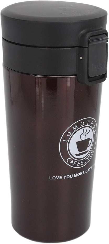Insulated Coffee Cup Stainless Steel Travel Mug with Flip Lid Leakproof for Hot Drinks Car Cup Holder (380ml)