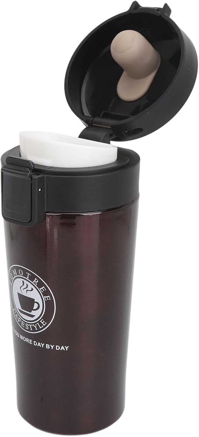 Insulated Coffee Cup Stainless Steel Travel Mug with Flip Lid Leakproof for Hot Drinks Car Cup Holder (380ml)