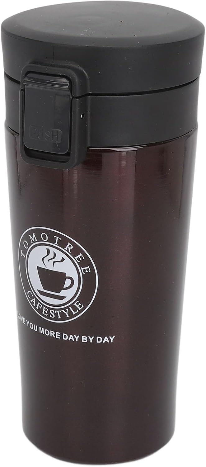 Insulated Coffee Cup Stainless Steel Travel Mug with Flip Lid Leakproof for Hot Drinks Car Cup Holder (380ml)