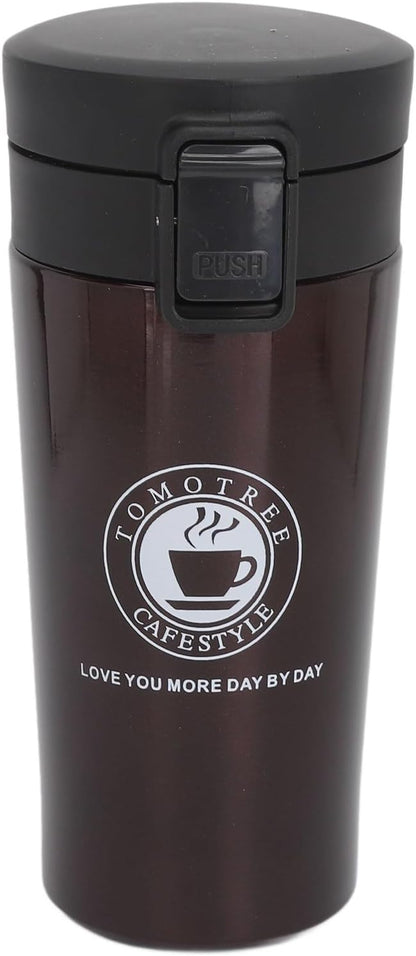 Insulated Coffee Cup Stainless Steel Travel Mug with Flip Lid Leakproof for Hot Drinks Car Cup Holder (380ml)