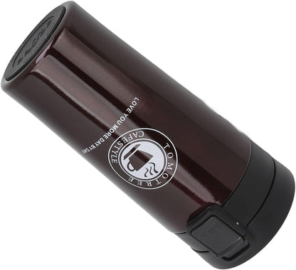 Insulated Coffee Cup Stainless Steel Travel Mug with Flip Lid Leakproof for Hot Drinks Car Cup Holder (380ml)
