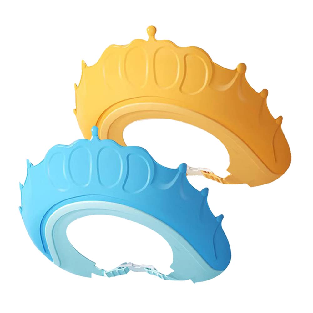 Baby Shower Cap Hair Washing Hat| 2 Pack Waterproof Adjustable Silicone Bath Hat for Eye and Ear Protection| Cute Crown Shape