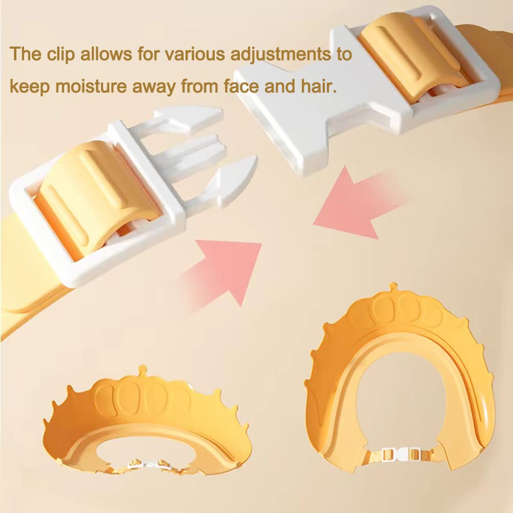 Baby Shower Cap Hair Washing Hat| 2 Pack Waterproof Adjustable Silicone Bath Hat for Eye and Ear Protection| Cute Crown Shape