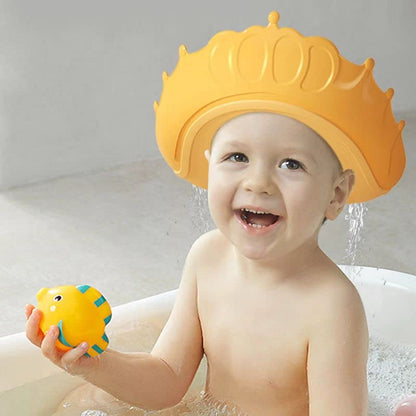 Baby Shower Cap Hair Washing Hat| 2 Pack Waterproof Adjustable Silicone Bath Hat for Eye and Ear Protection| Cute Crown Shape