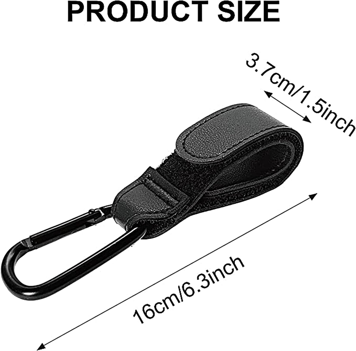 2PCS Stroller Hook Accessories, Multipurpose Stroller Bag Hook, Award Winning Leather Stroller Clip (Black)