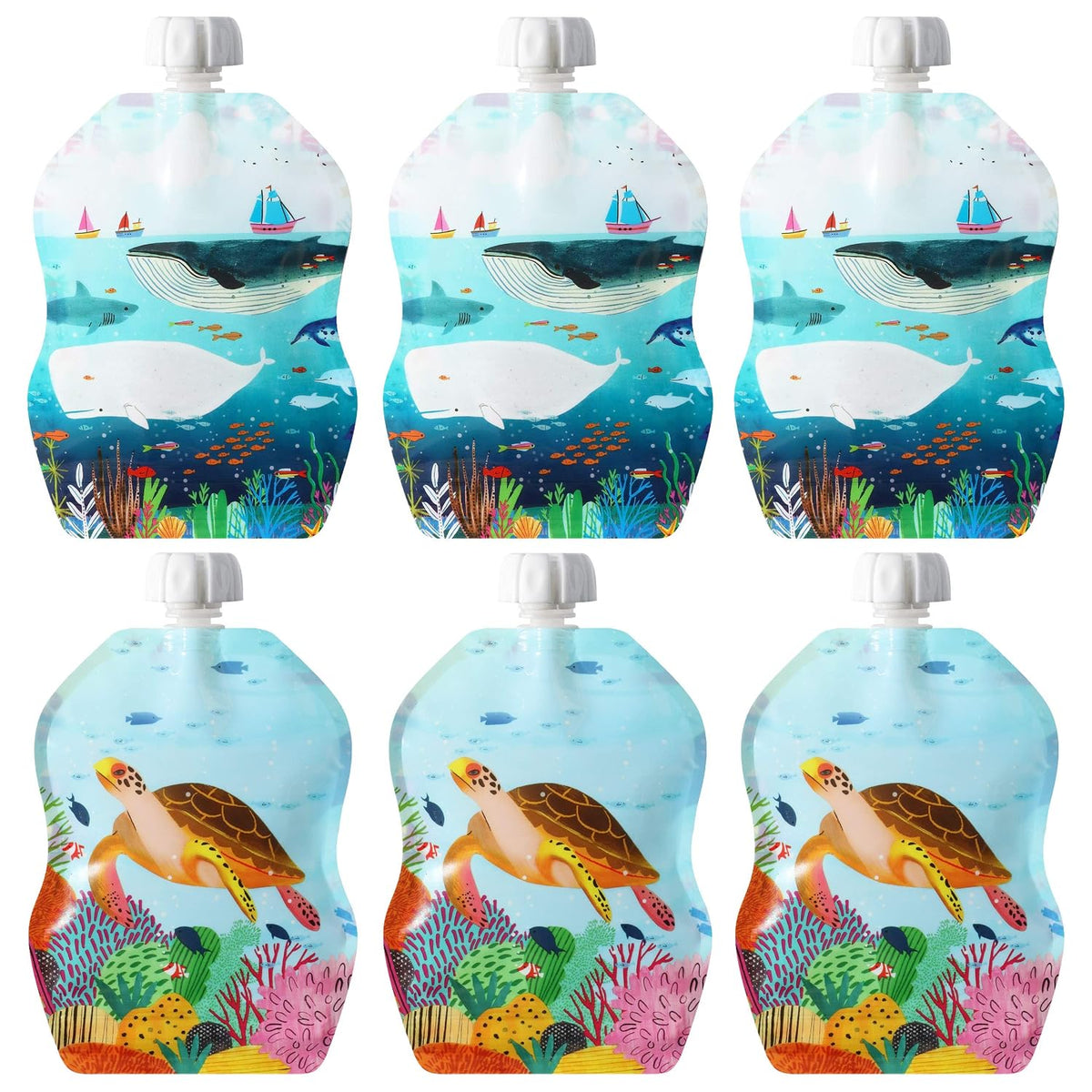 Reusable Baby Food Storage Pouches, 8 oz | Ideal for Baby Food, Smoothies and Purees | Secure Double Lock Zipper, Wide Bottom, BPA Free | SnakPack TropiColor 6 CT