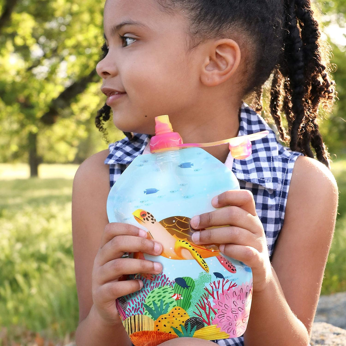 Reusable Baby Food Storage Pouches, 8 oz | Ideal for Baby Food, Smoothies and Purees | Secure Double Lock Zipper, Wide Bottom, BPA Free | SnakPack TropiColor 6 CT