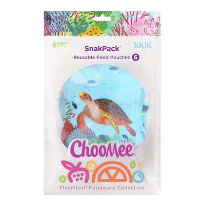 Reusable Baby Food Storage Pouches, 8 oz | Ideal for Baby Food, Smoothies and Purees | Secure Double Lock Zipper, Wide Bottom, BPA Free | SnakPack TropiColor 6 CT