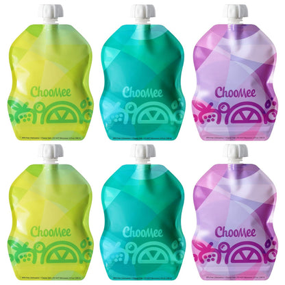 Reusable Baby Food Storage Pouches, 8 oz | Ideal for Baby Food, Smoothies and Purees | Secure Double Lock Zipper, Wide Bottom, BPA Free | SnakPack TropiColor 6 CT