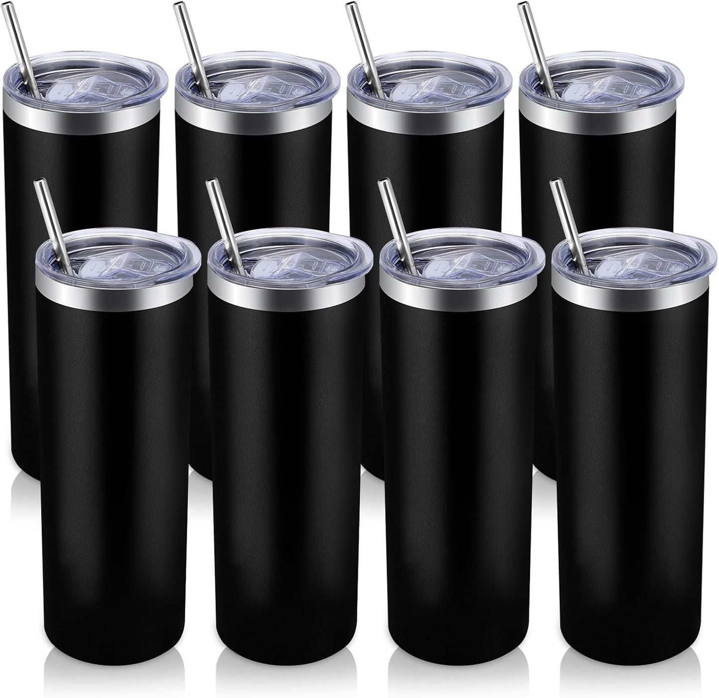 Volhoply 20 oz Skinny Tumbler with Lid and Straw, Stainless Steel Straight Tumblers Cup, Vacuum Insulated Coffee Mug for Home, Office, Travel, DIY (Mint,1 Pack)