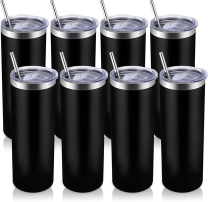 Volhoply 20 oz Skinny Tumbler with Lid and Straw, Stainless Steel Straight Tumblers Cup, Vacuum Insulated Coffee Mug for Home, Office, Travel, DIY (Mint,1 Pack)