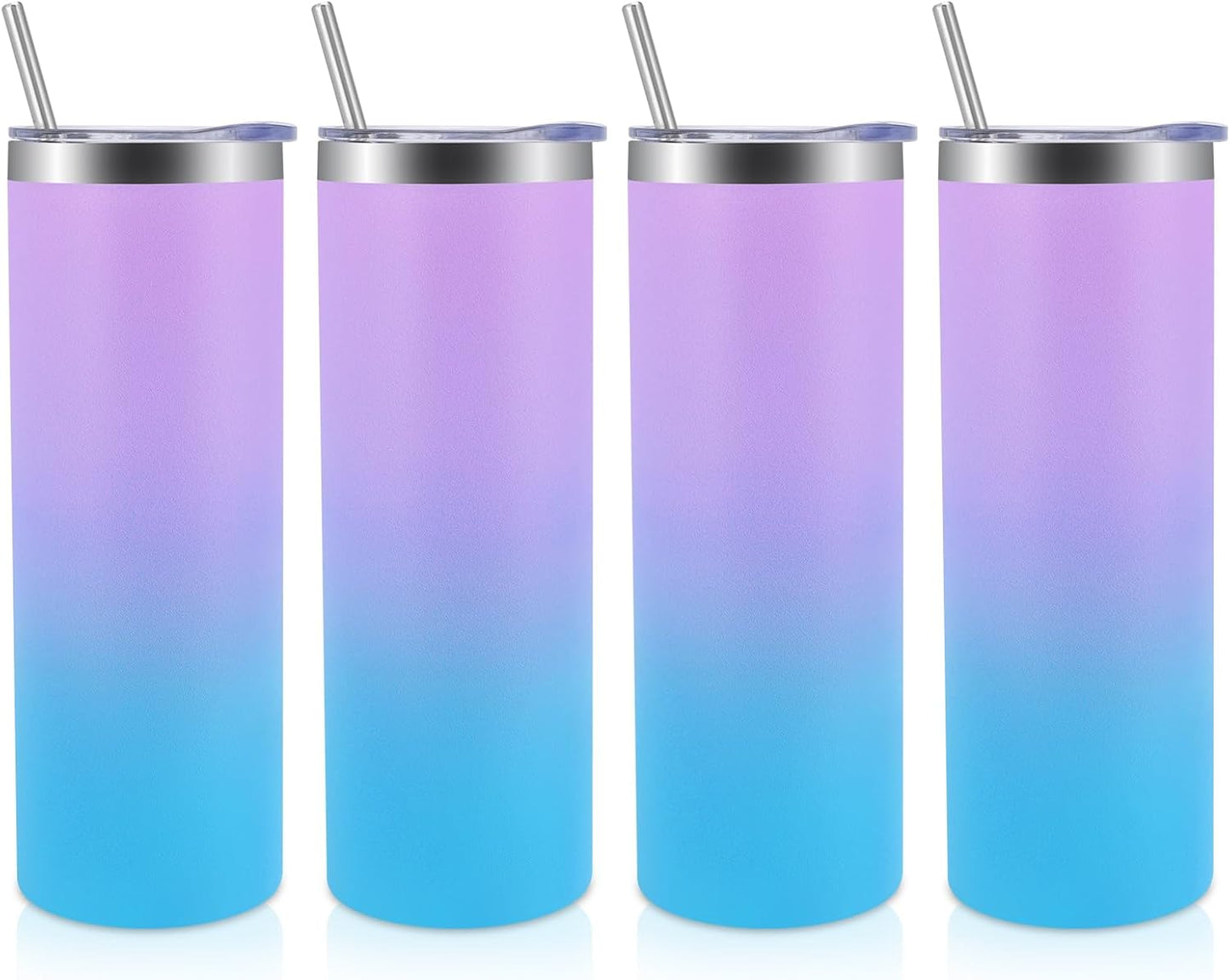 Volhoply 20 oz Skinny Tumbler with Lid and Straw, Stainless Steel Straight Tumblers Cup, Vacuum Insulated Coffee Mug for Home, Office, Travel, DIY (Mint,1 Pack)