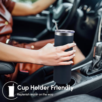 Volhoply 20 oz Skinny Tumbler with Lid and Straw, Stainless Steel Straight Tumblers Cup, Vacuum Insulated Coffee Mug for Home, Office, Travel, DIY (Mint,1 Pack)