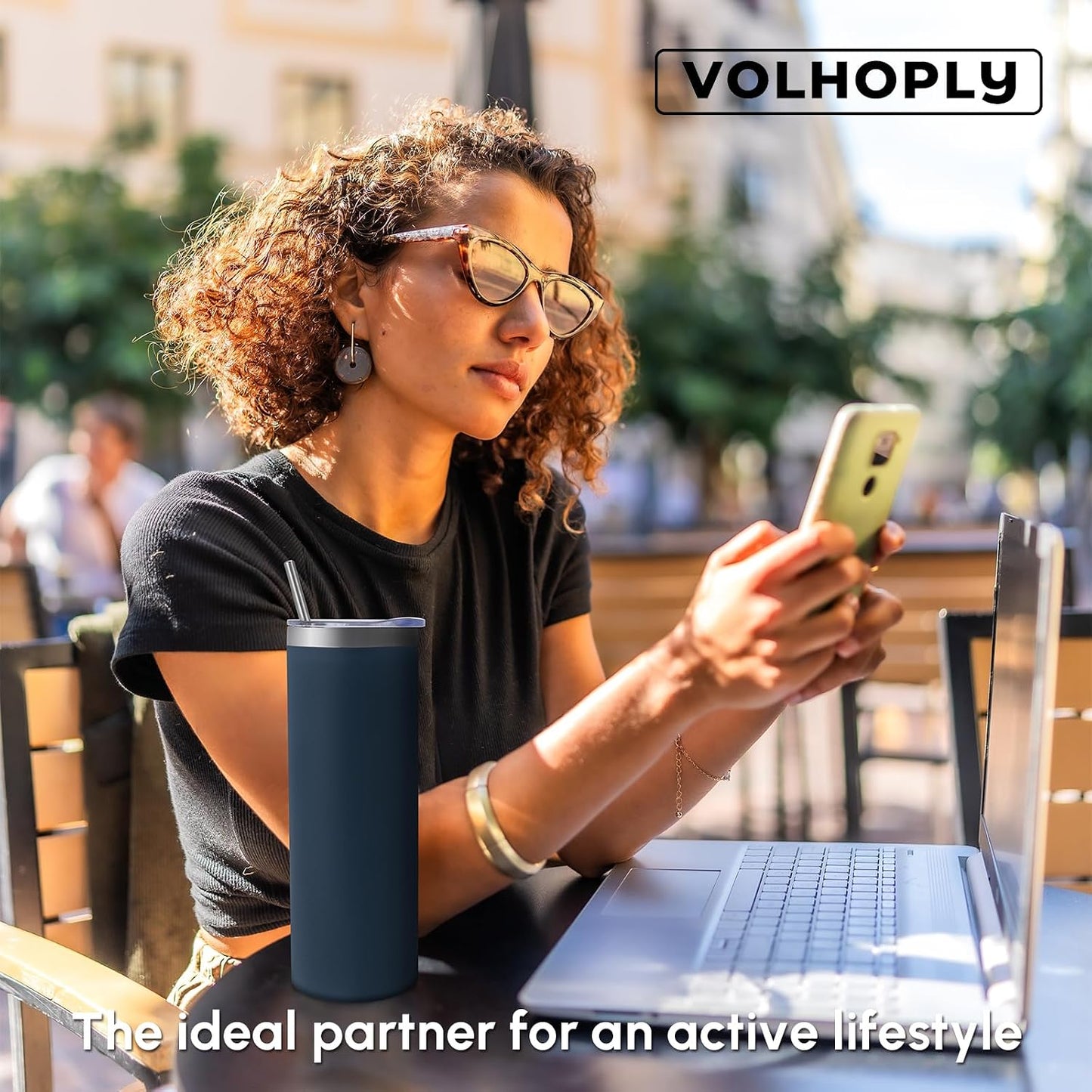Volhoply 20 oz Skinny Tumbler with Lid and Straw, Stainless Steel Straight Tumblers Cup, Vacuum Insulated Coffee Mug for Home, Office, Travel, DIY (Mint,1 Pack)