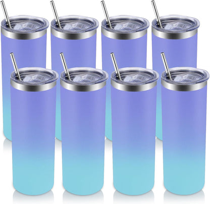Volhoply 20 oz Skinny Tumbler with Lid and Straw, Stainless Steel Straight Tumblers Cup, Vacuum Insulated Coffee Mug for Home, Office, Travel, DIY (Mint,1 Pack)