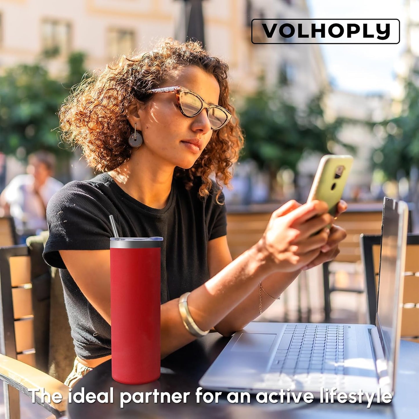 Volhoply 20 oz Skinny Tumbler with Lid and Straw, Stainless Steel Straight Tumblers Cup, Vacuum Insulated Coffee Mug for Home, Office, Travel, DIY (Mint,1 Pack)