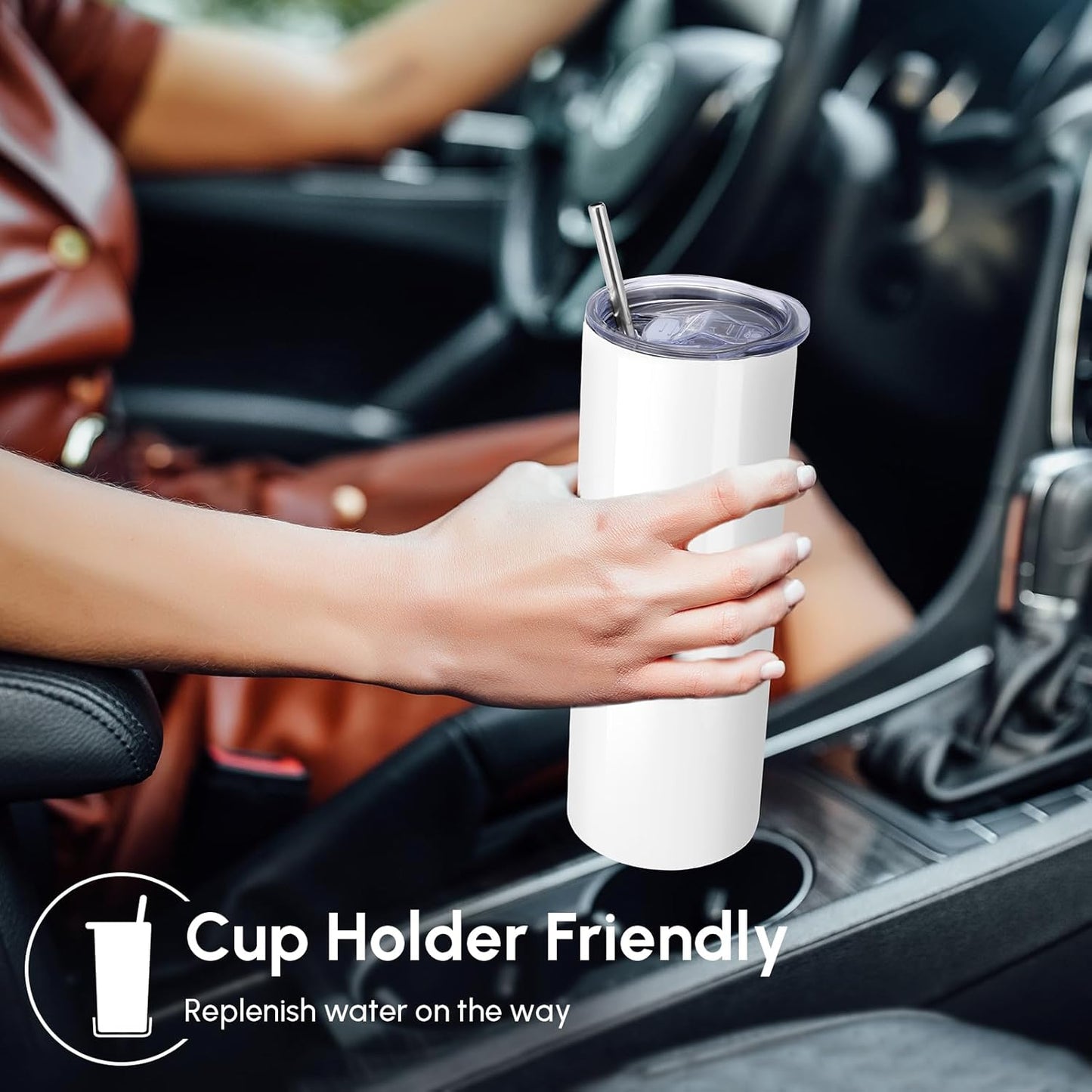 Volhoply 20 oz Skinny Tumbler with Lid and Straw, Stainless Steel Straight Tumblers Cup, Vacuum Insulated Coffee Mug for Home, Office, Travel, DIY (Mint,1 Pack)