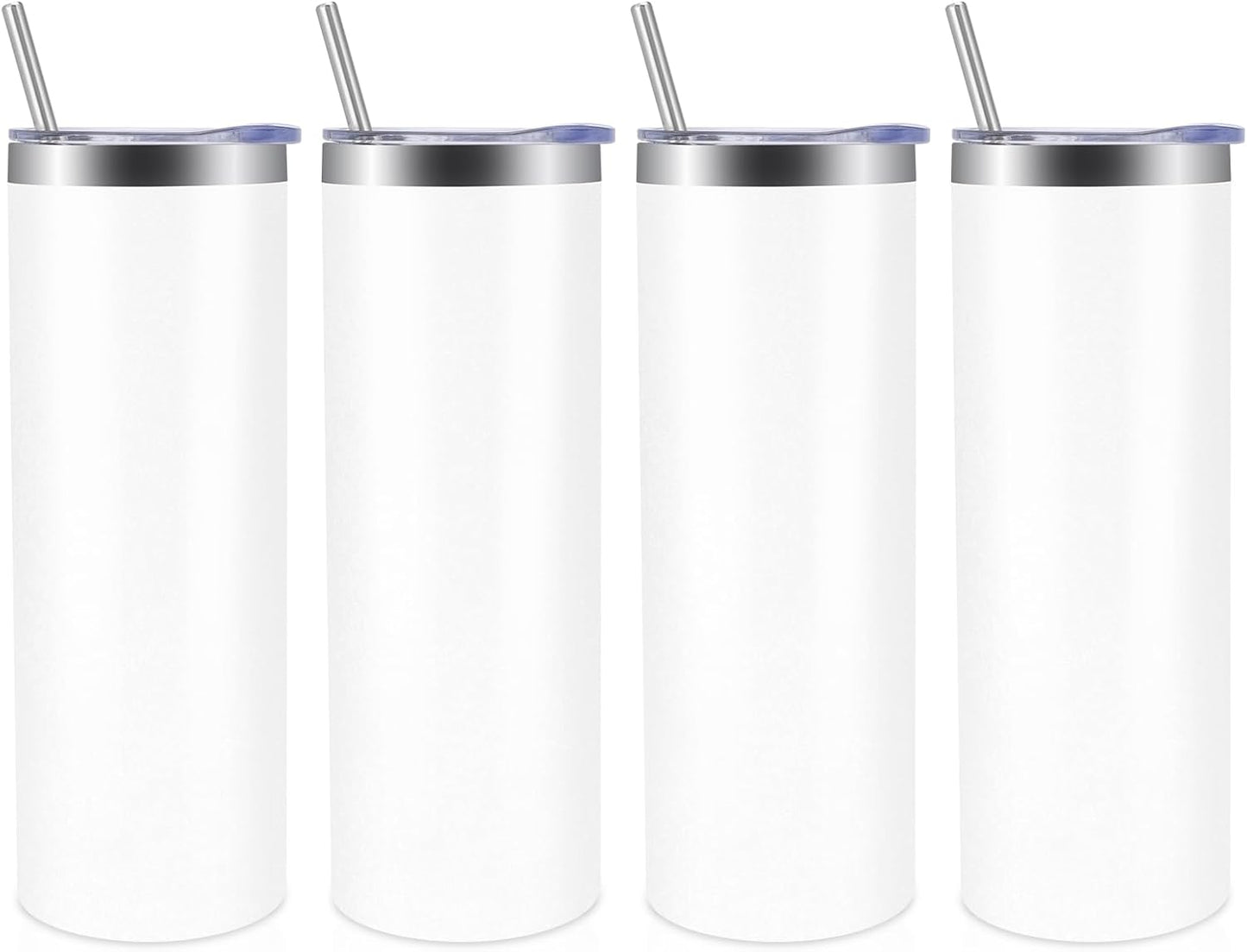 Volhoply 20 oz Skinny Tumbler with Lid and Straw, Stainless Steel Straight Tumblers Cup, Vacuum Insulated Coffee Mug for Home, Office, Travel, DIY (Mint,1 Pack)