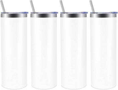 Volhoply 20 oz Skinny Tumbler with Lid and Straw, Stainless Steel Straight Tumblers Cup, Vacuum Insulated Coffee Mug for Home, Office, Travel, DIY (Mint,1 Pack)