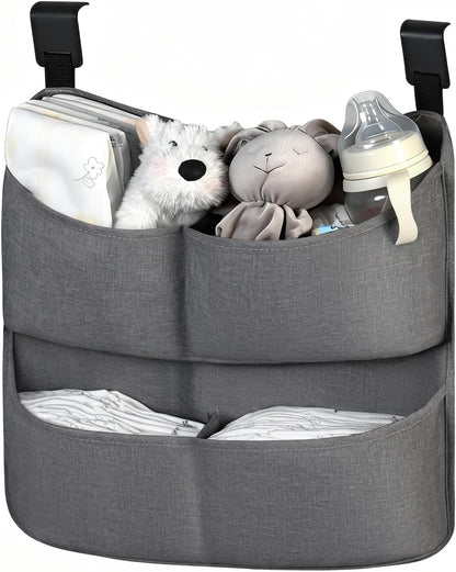 Hanging Diaper Caddy for Crib, Diaper Organizer with 4 Pockets