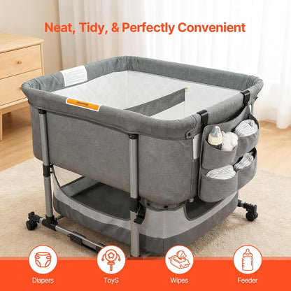 Hanging Diaper Caddy for Crib, Diaper Organizer with 4 Pockets