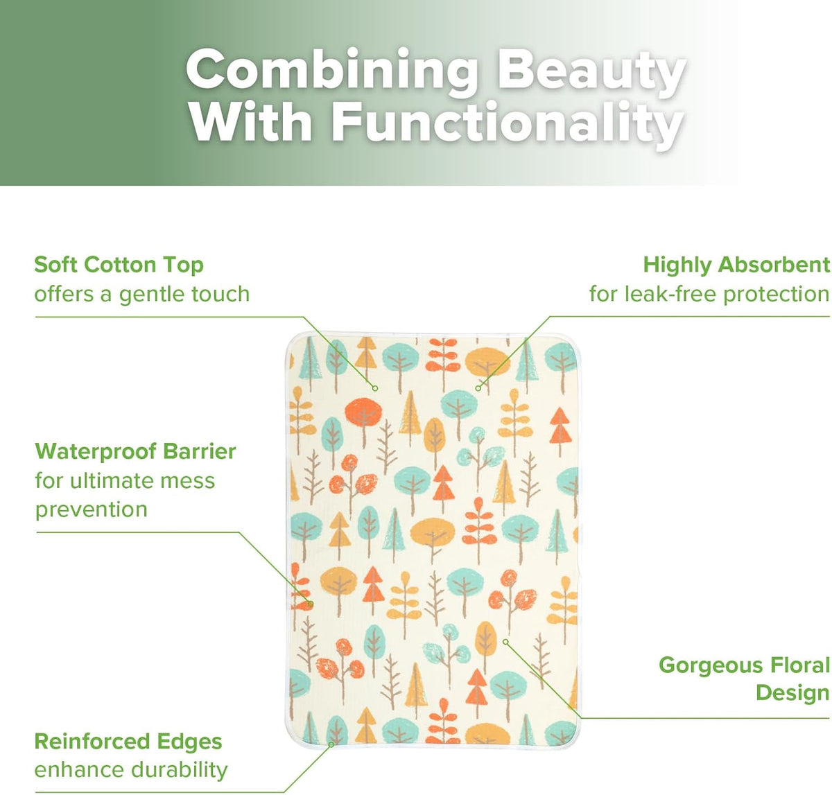 Waterproof Changing Pad Liners (1pc, 19.7" x 27.5" Vintage Garden)