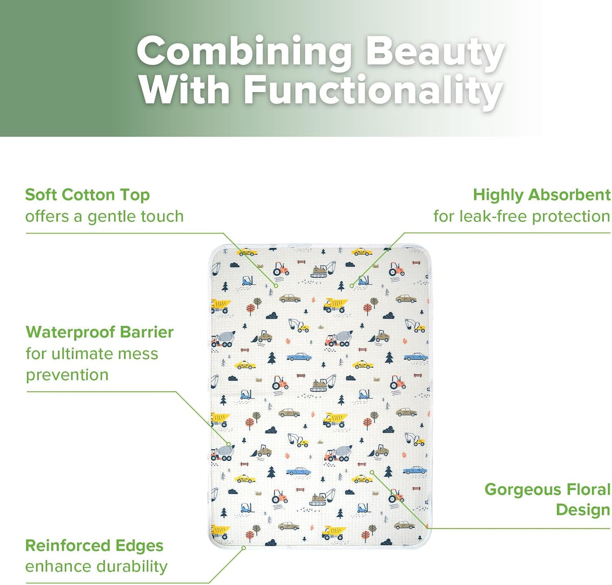 Waterproof Changing Pad Liners (1pc, 19.7" x 27.5" Vintage Garden)