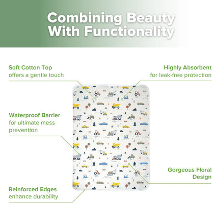 Waterproof Changing Pad Liners (1pc, 19.7" x 27.5" Vintage Garden)
