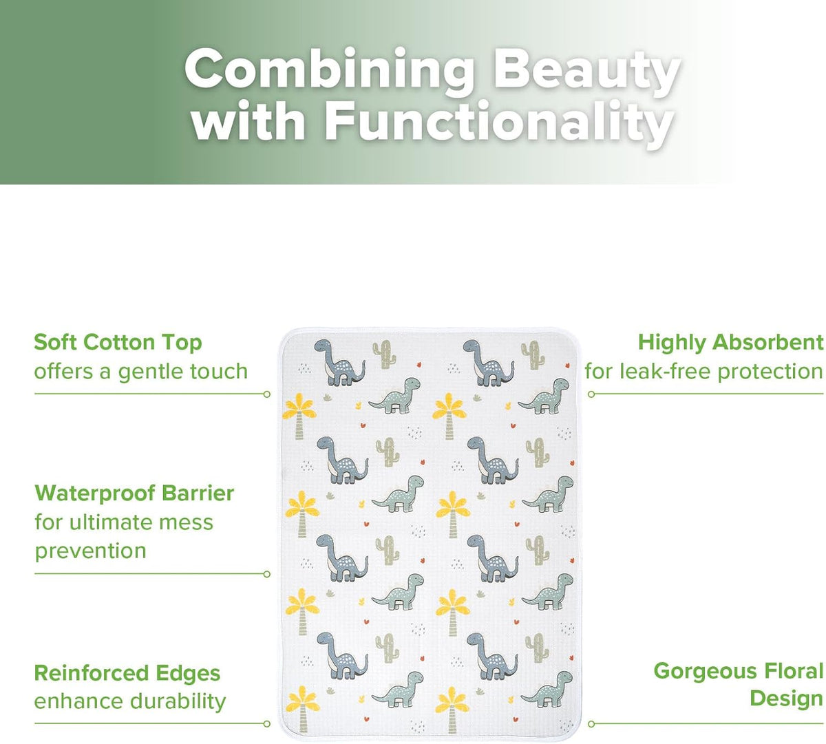 Waterproof Changing Pad Liners (1pc, 19.7" x 27.5" Vintage Garden)