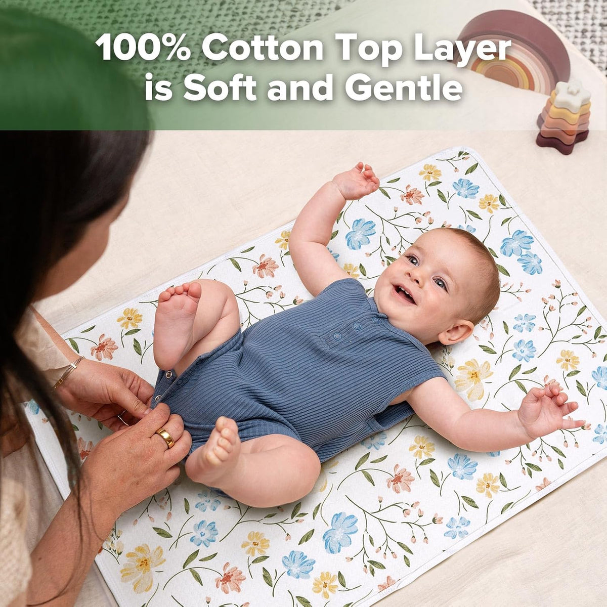 Waterproof Changing Pad Liners (1pc, 19.7" x 27.5" Vintage Garden)