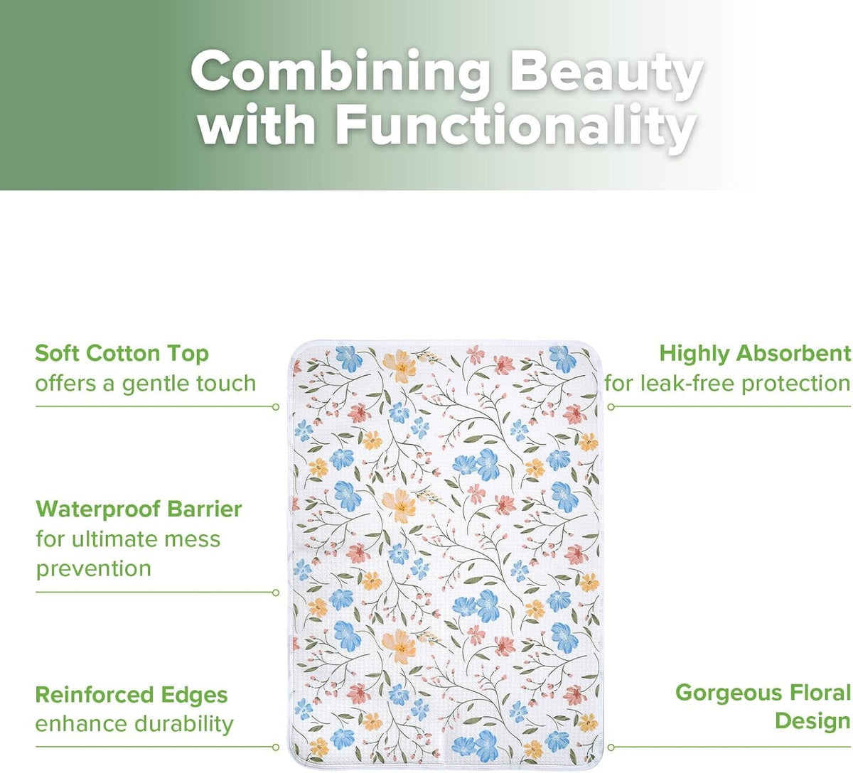 Waterproof Changing Pad Liners (1pc, 19.7" x 27.5" Vintage Garden)