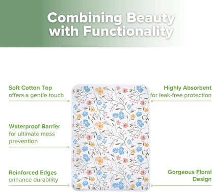 Waterproof Changing Pad Liners (1pc, 19.7" x 27.5" Vintage Garden)