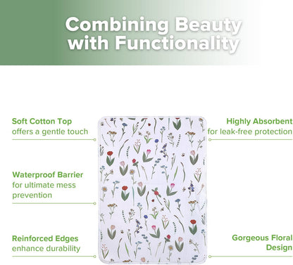 Waterproof Changing Pad Liners (1pc, 19.7" x 27.5" Vintage Garden)