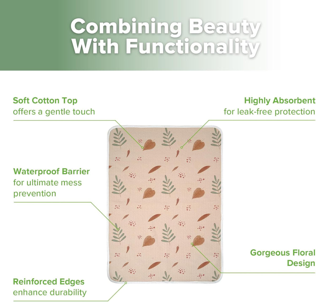 Waterproof Changing Pad Liners (1pc, 19.7" x 27.5" Vintage Garden)