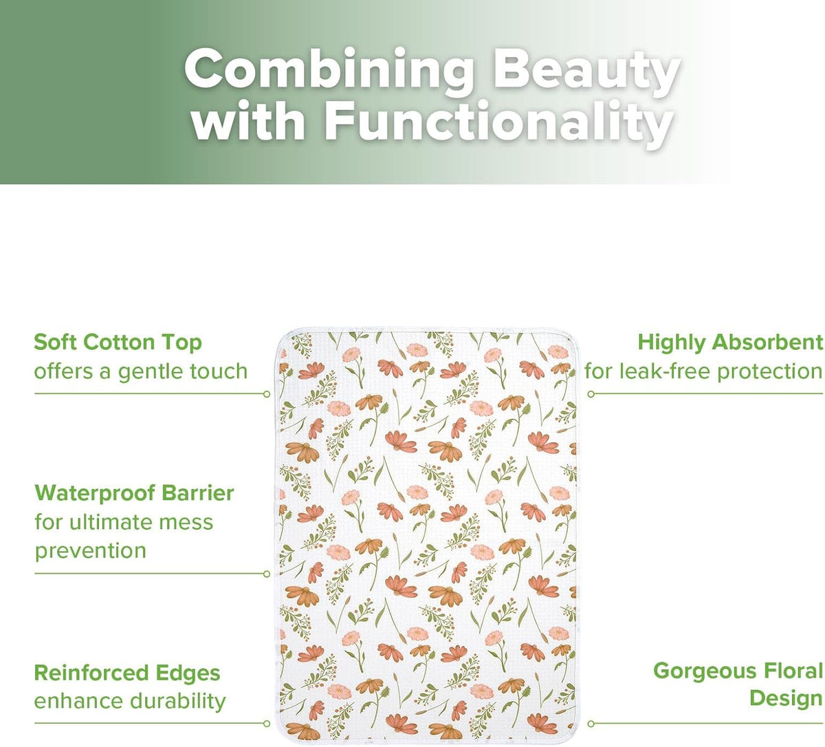 Waterproof Changing Pad Liners (1pc, 19.7" x 27.5" Vintage Garden)