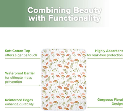 Waterproof Changing Pad Liners (1pc, 19.7" x 27.5" Vintage Garden)